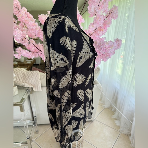 Hale Bob Beige Black Silk Tulle Top Blouse Sample size = small - Picture 3 of 8